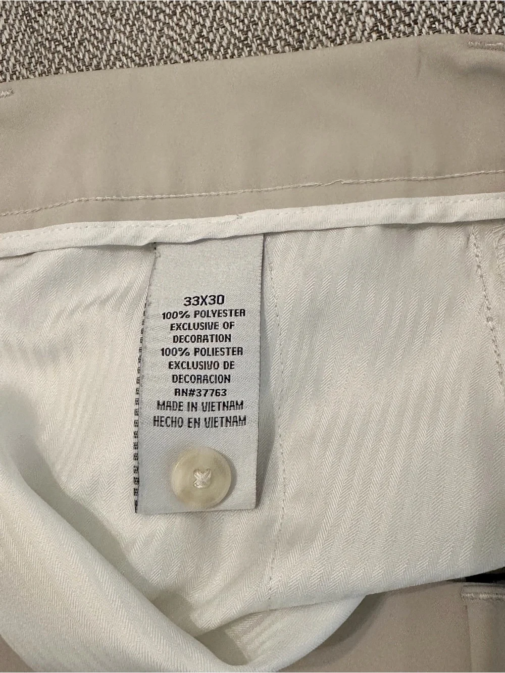 Grand Slam Performance Golf Pants Men’s 33x30 Tan Stretch Flat Front Polyester